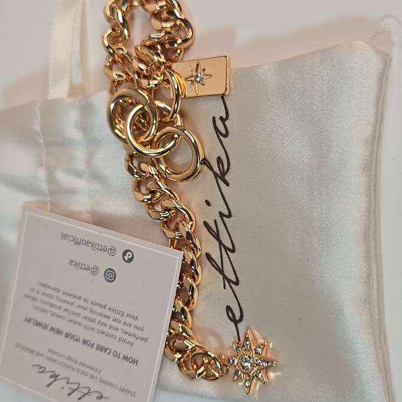Ettika Starry Charms Gold Chain Bracelet with Star Charm Rhinestones Adjustable - Picture 11 of 11